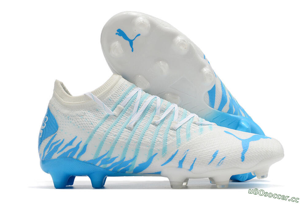 Unisex Puma Future Z 1.3 FG Firm Ground Low-Tops Football Boots - White/Blue 2