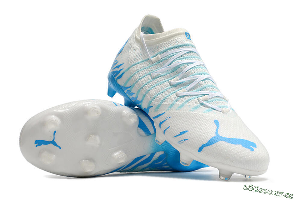 Unisex Puma Future Z 1.3 FG Firm Ground Low-Tops Football Boots - White/Blue 4