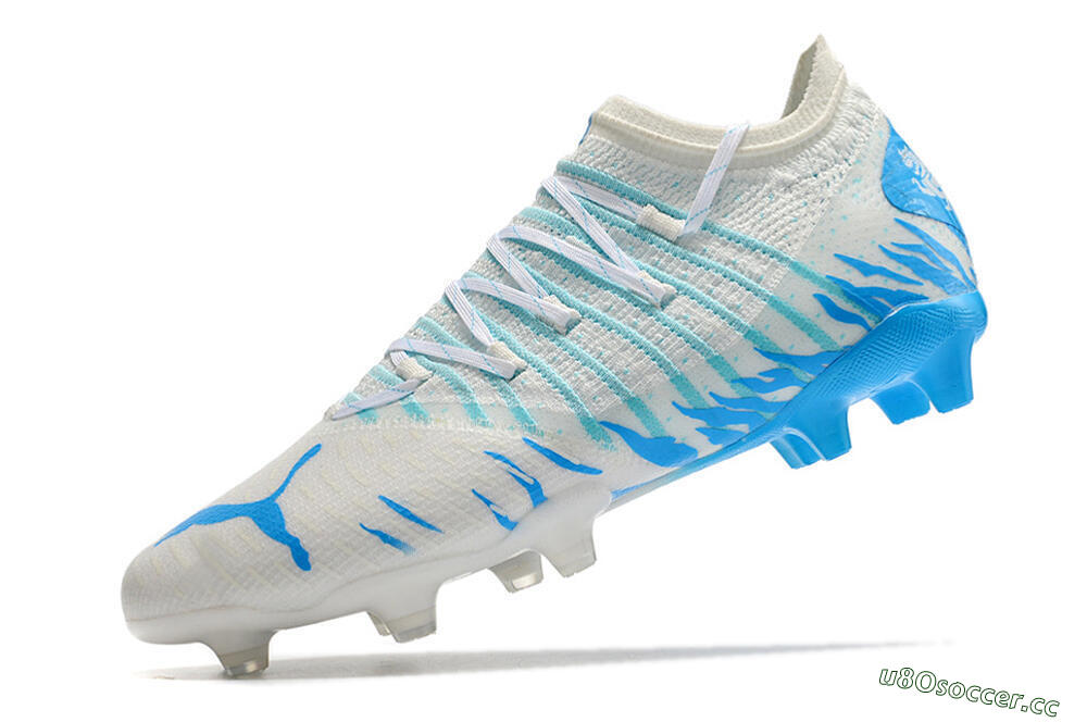 Unisex Puma Future Z 1.3 FG Firm Ground Low-Tops Football Boots - White/Blue 8