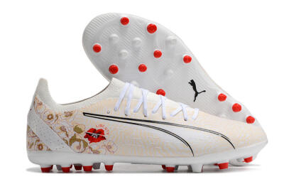 Men's Puma Ultra Ultimate MG Multi Ground Low-Tops Football Boots - White/Gold/Red