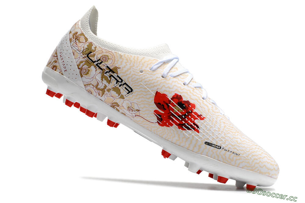 Men's Puma Ultra Ultimate MG Multi Ground Low-Tops Football Boots - White/Gold/Red 4