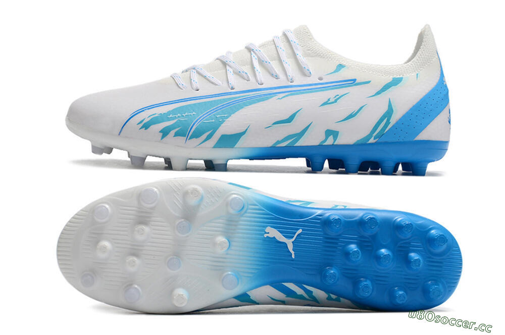 Men's Puma Ultra Ultimate MG Multi Ground Low-Tops Football Boots - White/Blue 1