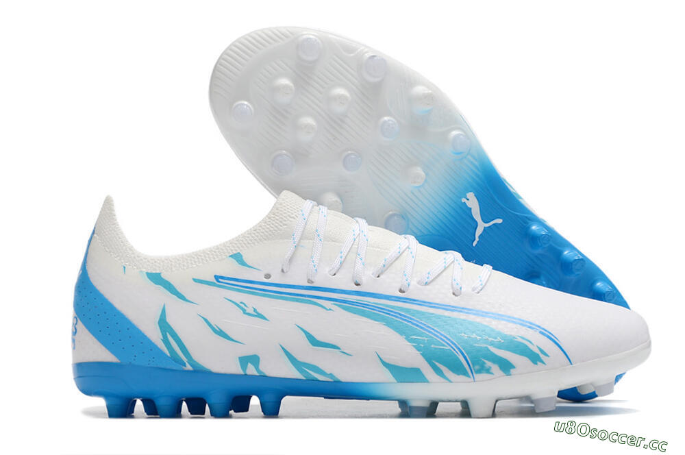 Men's Puma Ultra Ultimate MG Multi Ground Low-Tops Football Boots - White/Blue 2