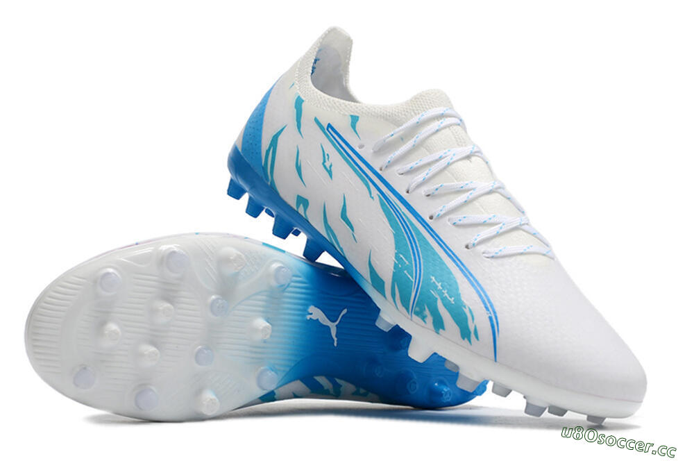 Men's Puma Ultra Ultimate MG Multi Ground Low-Tops Football Boots - White/Blue 3