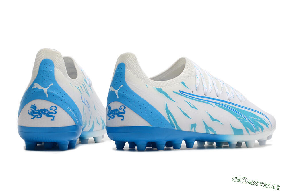 Men's Puma Ultra Ultimate MG Multi Ground Low-Tops Football Boots - White/Blue 6