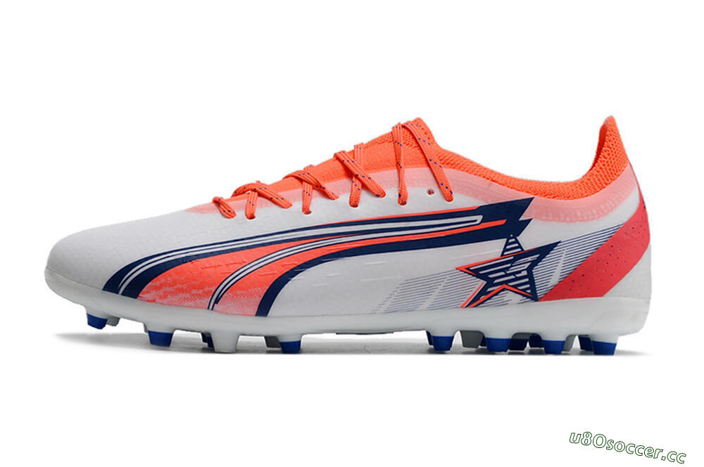 Men's Puma Ultra Ultimate MG Multi Ground Low-Tops Football Boots - White/Blue/Orange 0