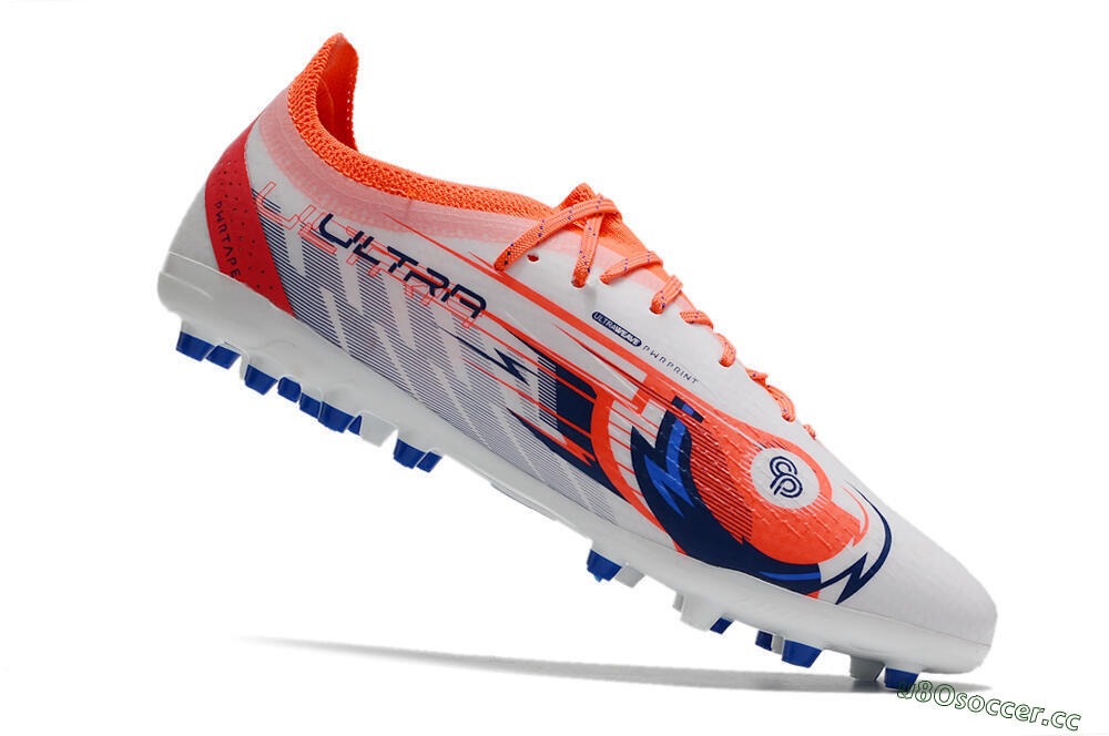 Men's Puma Ultra Ultimate MG Multi Ground Low-Tops Football Boots - White/Blue/Orange 4