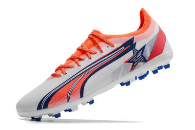 Men's Puma Ultra Ultimate MG Multi Ground Low-Tops Football Boots - White/Blue/Orange