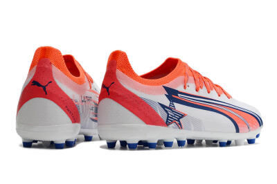 Men's Puma Ultra Ultimate MG Multi Ground Low-Tops Football Boots - White/Blue/Orange
