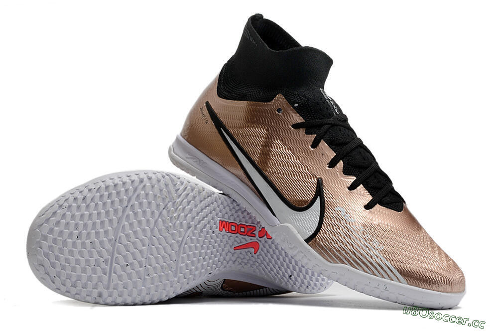 Unisex Nike Mercurial Superfly 9 Elite IC Futsal/Indoor High-Tops Football Shoes - Gold/Black/White 3