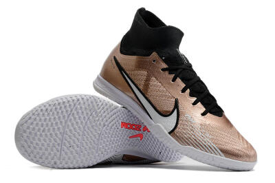 Unisex Nike Mercurial Superfly 9 Elite IC Futsal/Indoor High-Tops Football Shoes - Gold/Black/White