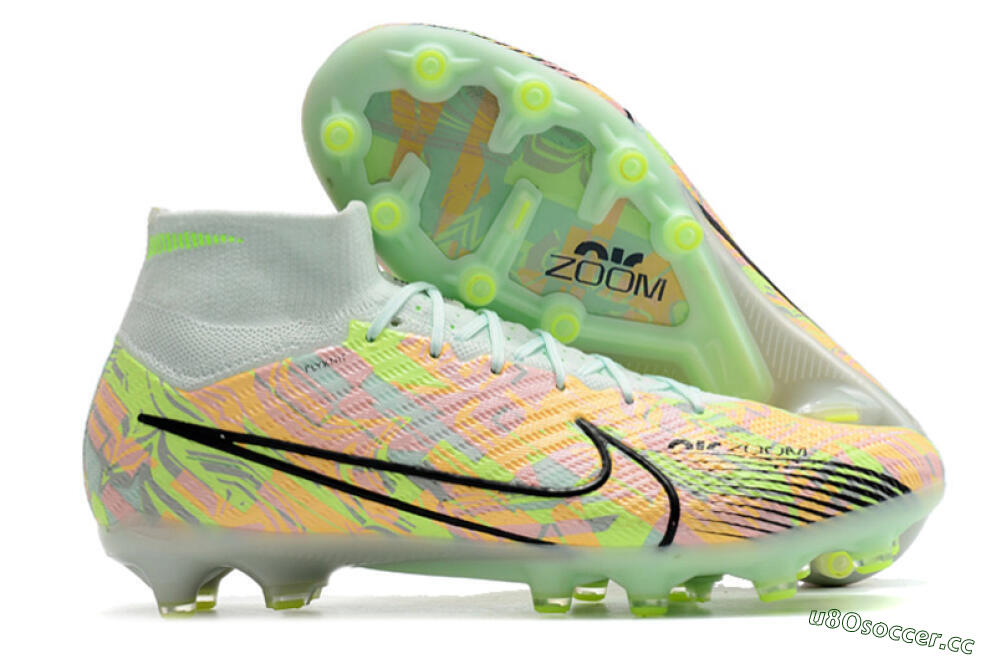 Unisex Nike Air Zoom Mercurial Superfly 9 Elite AG Artificial Grass High-Tops Football Boots - Green/Orange 2