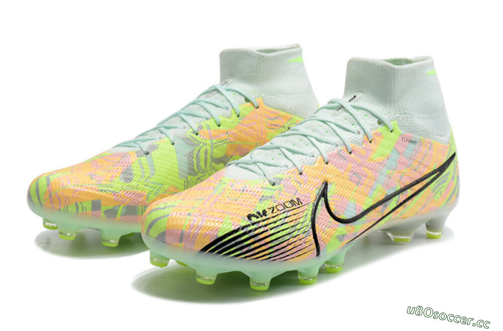 Unisex Nike Air Zoom Mercurial Superfly 9 Elite AG Artificial Grass High-Tops Football Boots - Green/Orange 5