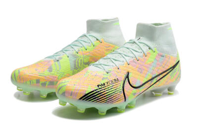 Unisex Nike Air Zoom Mercurial Superfly 9 Elite AG Artificial Grass High-Tops Football Boots - Green/Orange