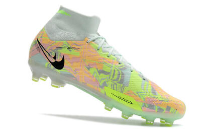 Unisex Nike Air Zoom Mercurial Superfly 9 Elite AG Artificial Grass High-Tops Football Boots - Green/Orange