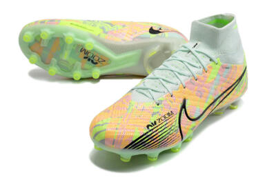 Unisex Nike Air Zoom Mercurial Superfly 9 Elite AG Artificial Grass High-Tops Football Boots - Green/Orange