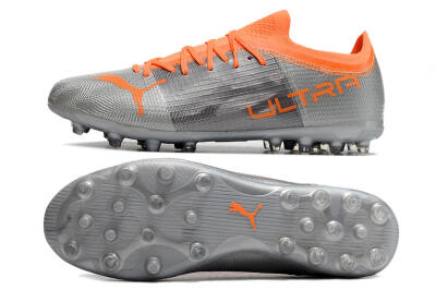 Men's Puma Ultra 1.4 MG Multi Ground Low-Tops Football Boots - Silver/Orange