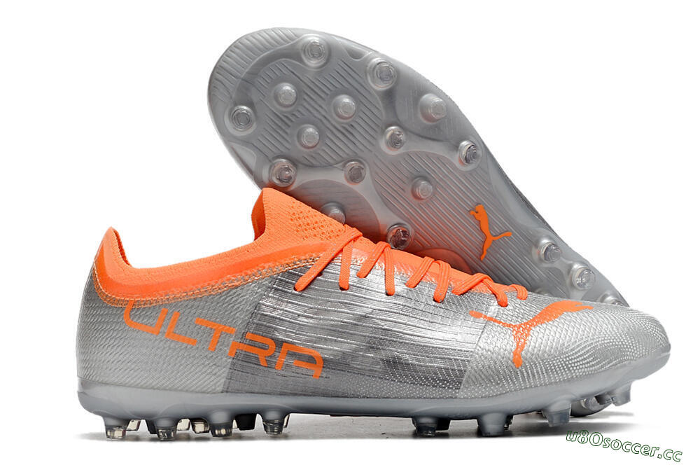 Men's Puma Ultra 1.4 MG Multi Ground Low-Tops Football Boots - Silver/Orange 2
