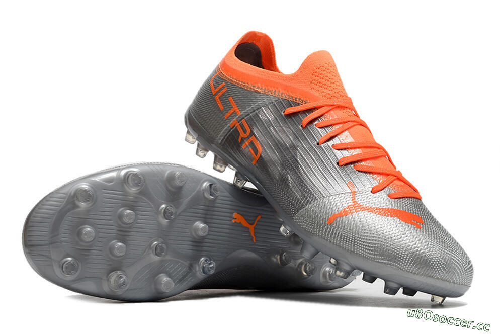 Men's Puma Ultra 1.4 MG Multi Ground Low-Tops Football Boots - Silver/Orange 3