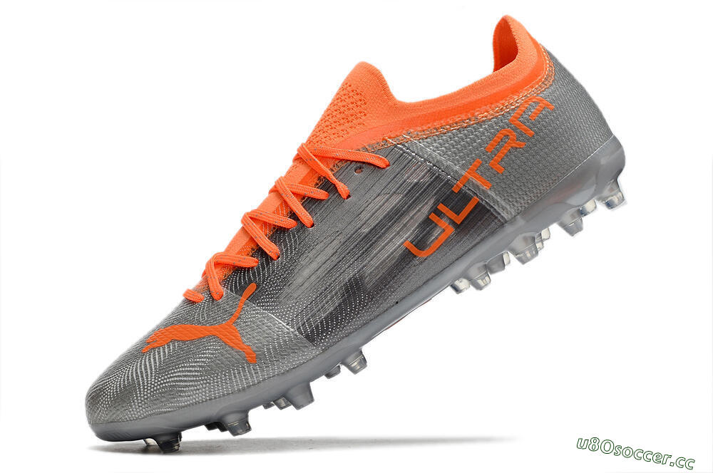 Men's Puma Ultra 1.4 MG Multi Ground Low-Tops Football Boots - Silver/Orange 5