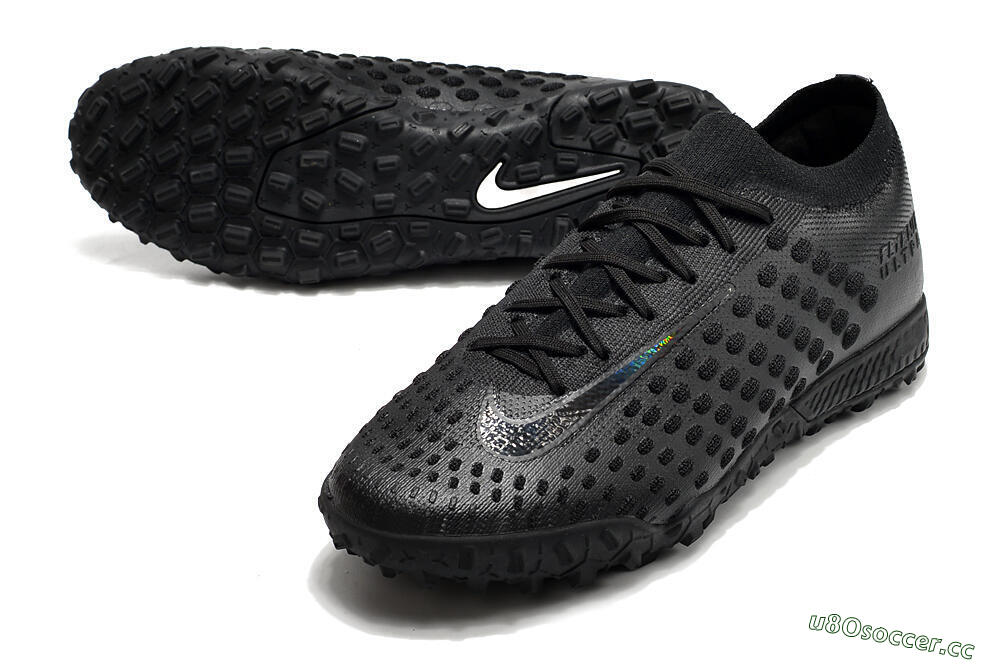 Men's Nike Phantom Ultra Venom TF Artificial Turf Low-Tops Football Shoes - Black/White 3
