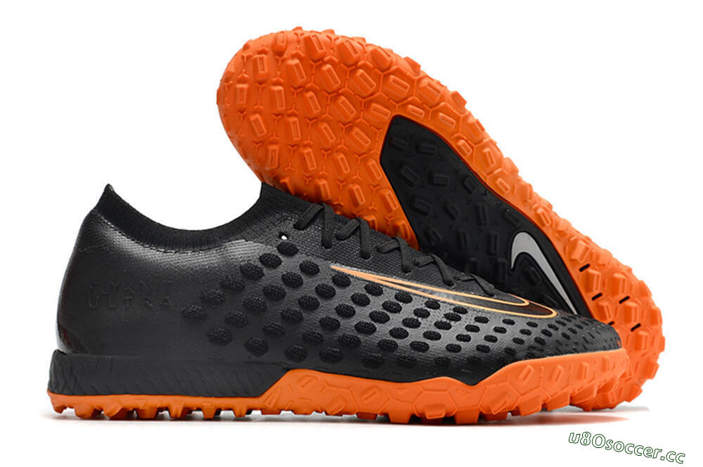 Men's Nike Phantom Ultra Venom TF Artificial Turf Low-Tops Football Shoes - Black/Orange 2