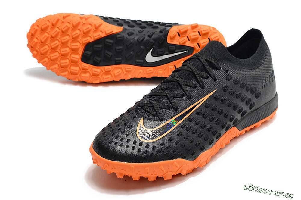 Men's Nike Phantom Ultra Venom TF Artificial Turf Low-Tops Football Shoes - Black/Orange 3
