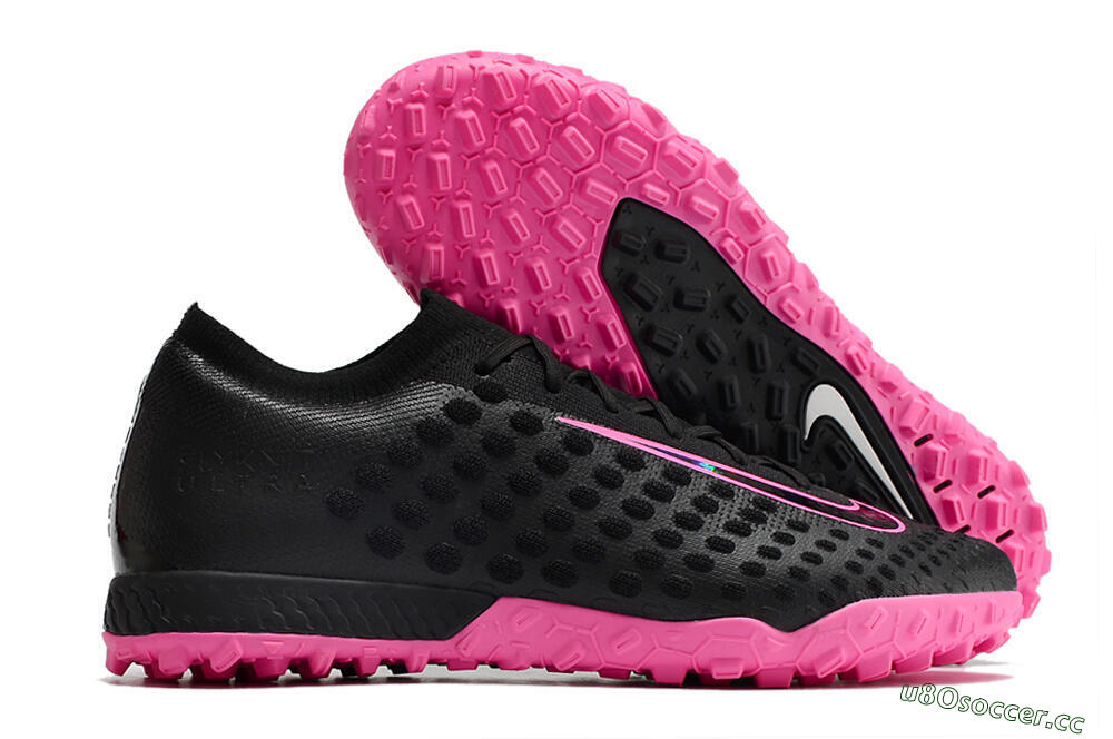 Men's Nike Phantom Ultra Venom TF Artificial Turf Low-Tops Football Shoes - Black/Pink 2