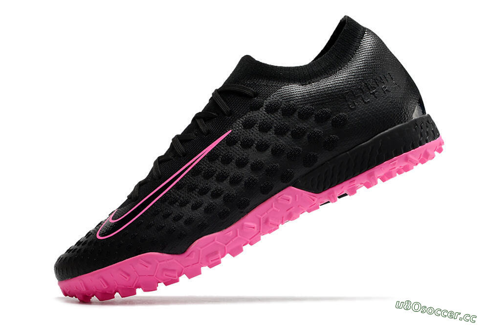 Men's Nike Phantom Ultra Venom TF Artificial Turf Low-Tops Football Shoes - Black/Pink 5