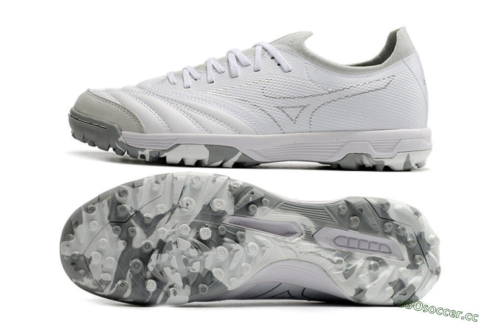Men's Mizuno Morelia Neo TF Artificial Turf Low-Tops Football Shoes - White/Silver/Grey 1
