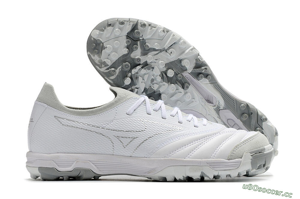 Men's Mizuno Morelia Neo TF Artificial Turf Low-Tops Football Shoes - White/Silver/Grey 2