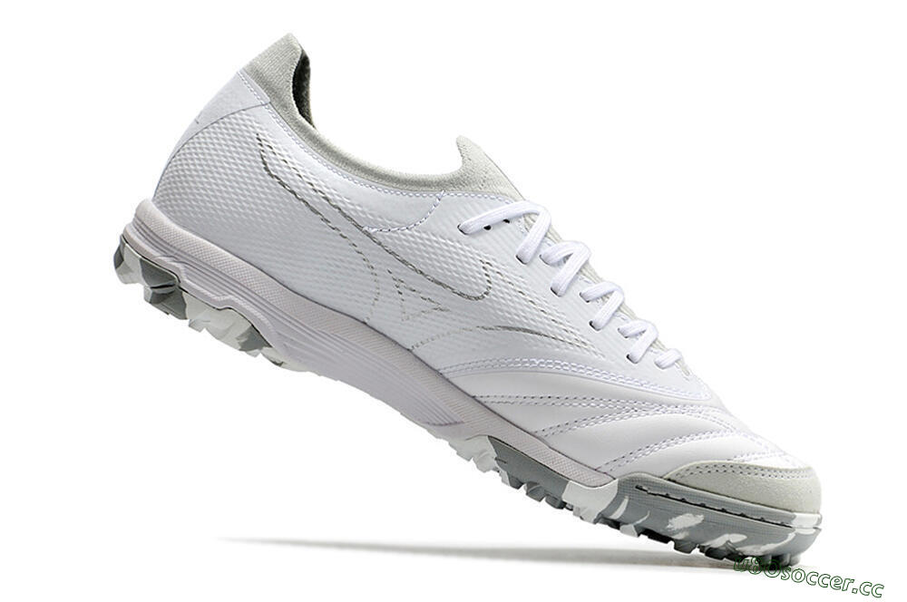 Men's Mizuno Morelia Neo TF Artificial Turf Low-Tops Football Shoes - White/Silver/Grey 4