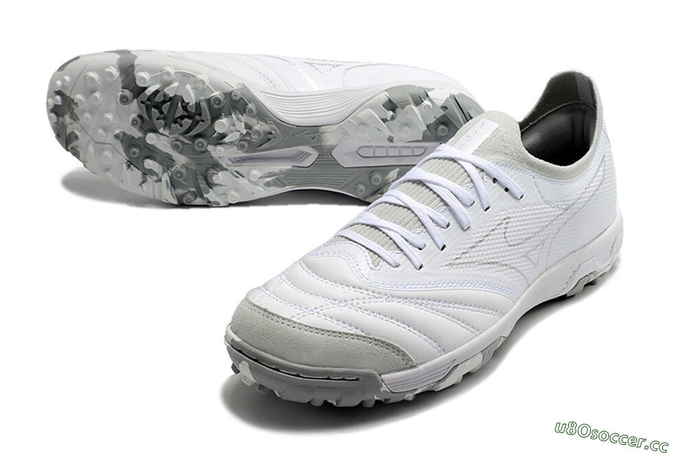 Men's Mizuno Morelia Neo TF Artificial Turf Low-Tops Football Shoes - White/Silver/Grey 3