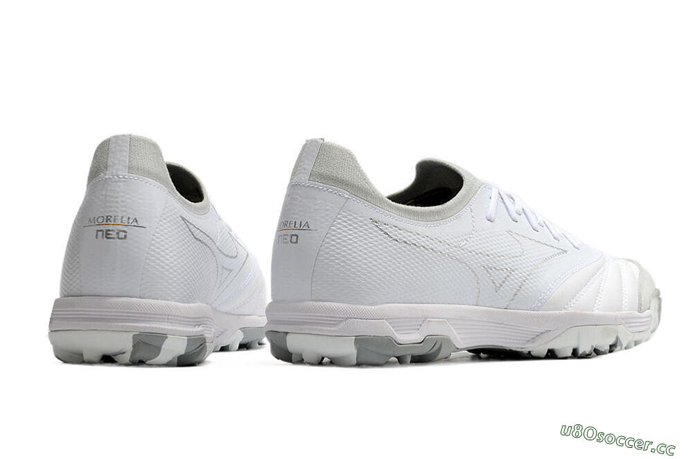 Men's Mizuno Morelia Neo TF Artificial Turf Low-Tops Football Shoes - White/Silver/Grey 6
