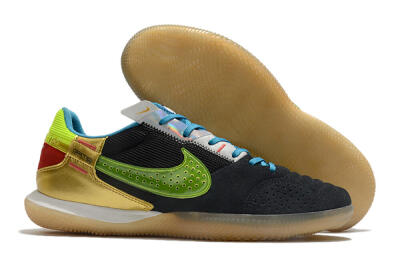 Men's Nike Streetgato IC Futsal/Indoor Low-Tops Football Shoes - Grey/Black/Green/Red