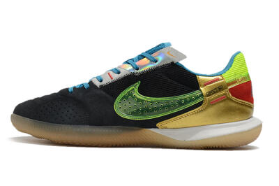 Men's Nike Streetgato IC Futsal/Indoor Low-Tops Football Shoes - Grey/Black/Green/Red