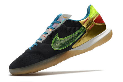 Men's Nike Streetgato IC Futsal/Indoor Low-Tops Football Shoes - Grey/Black/Green/Red