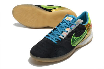 Men's Nike Streetgato IC Futsal/Indoor Low-Tops Football Shoes - Grey/Black/Green/Red