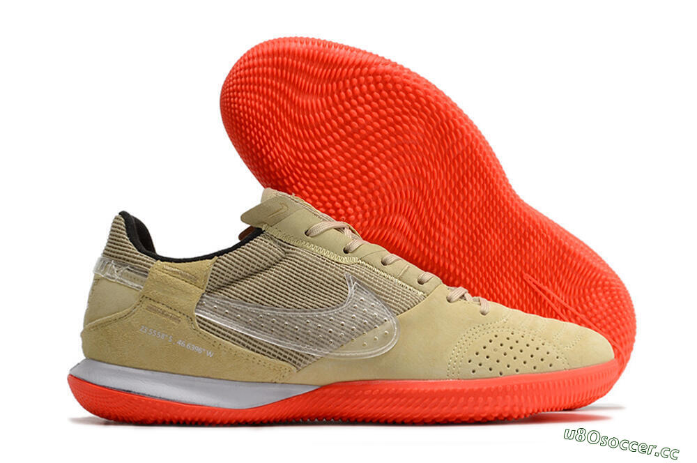 Men's Nike Streetgato IC Futsal/Indoor Low-Tops Football Shoes - Brown/Red/White 2