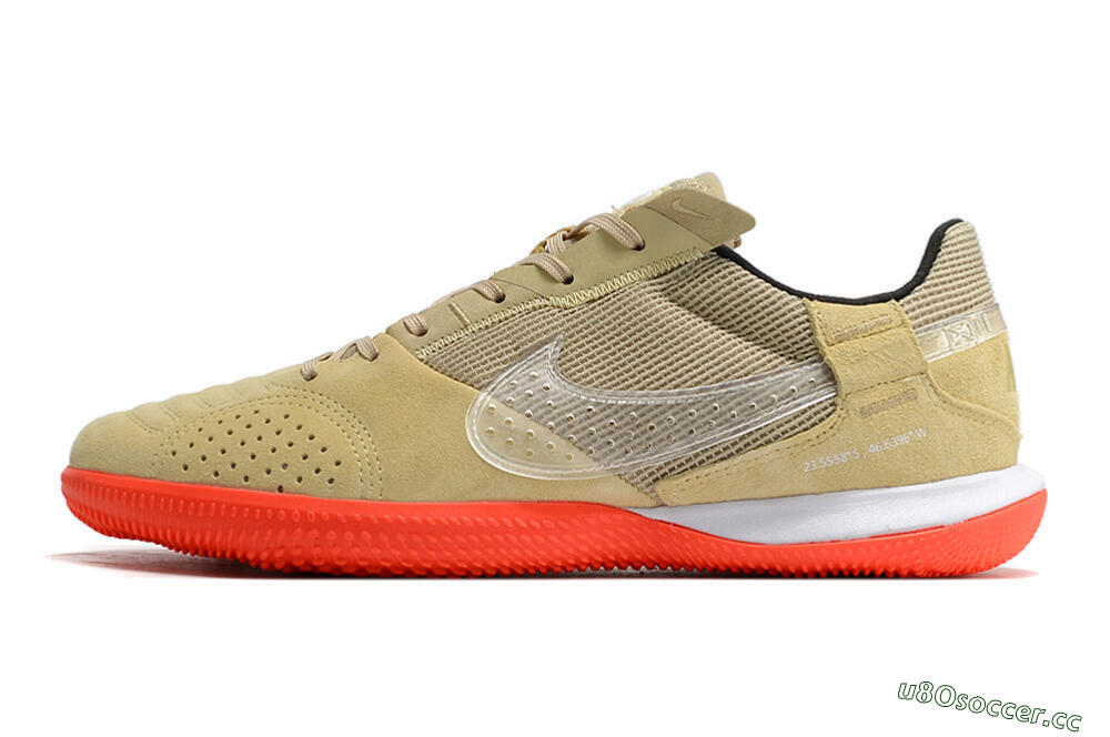 Men's Nike Streetgato IC Futsal/Indoor Low-Tops Football Shoes - Brown/Red/White 0