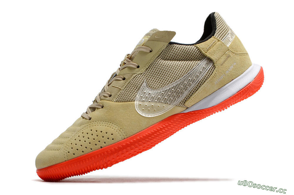 Men's Nike Streetgato IC Futsal/Indoor Low-Tops Football Shoes - Brown/Red/White 5