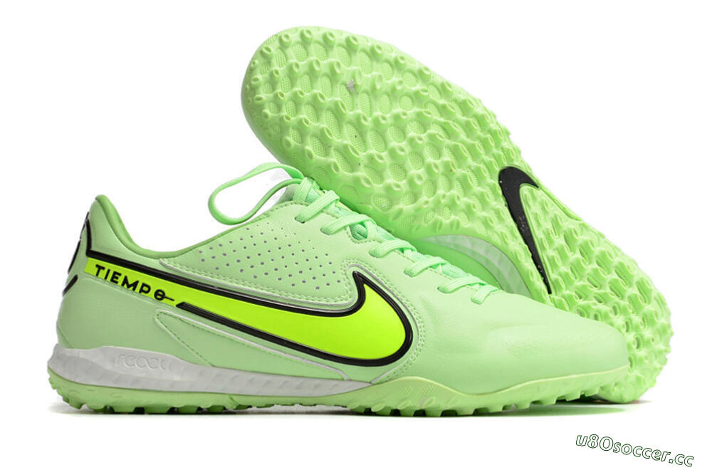 Men's Nike React Tiempo Legend 9 Pro TF Artificial Turf Low-Tops Football Shoes - Green/Black 2