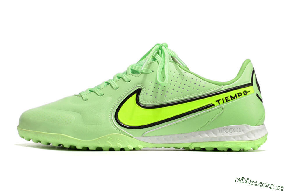 Men's Nike React Tiempo Legend 9 Pro TF Artificial Turf Low-Tops Football Shoes - Green/Black 0