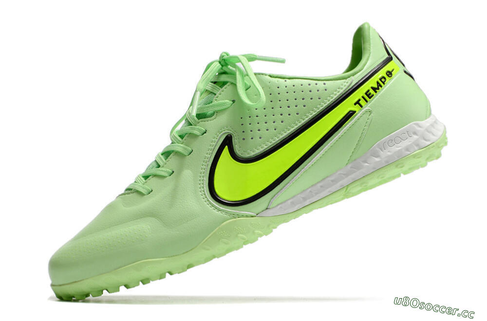 Men's Nike React Tiempo Legend 9 Pro TF Artificial Turf Low-Tops Football Shoes - Green/Black 5