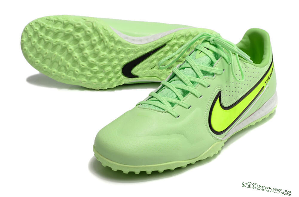 Men's Nike React Tiempo Legend 9 Pro TF Artificial Turf Low-Tops Football Shoes - Green/Black 3