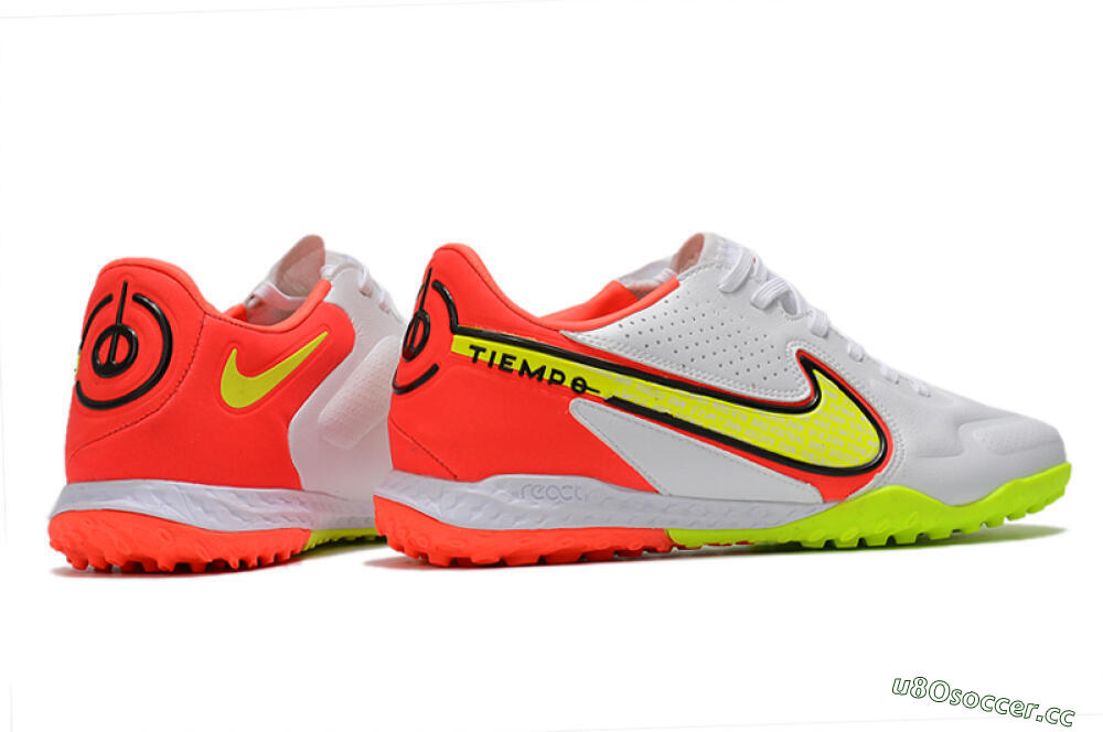 Men's Nike React Tiempo Legend 9 Pro TF Artificial Turf Low-Tops Football Shoes - White/Red/Yellow 6