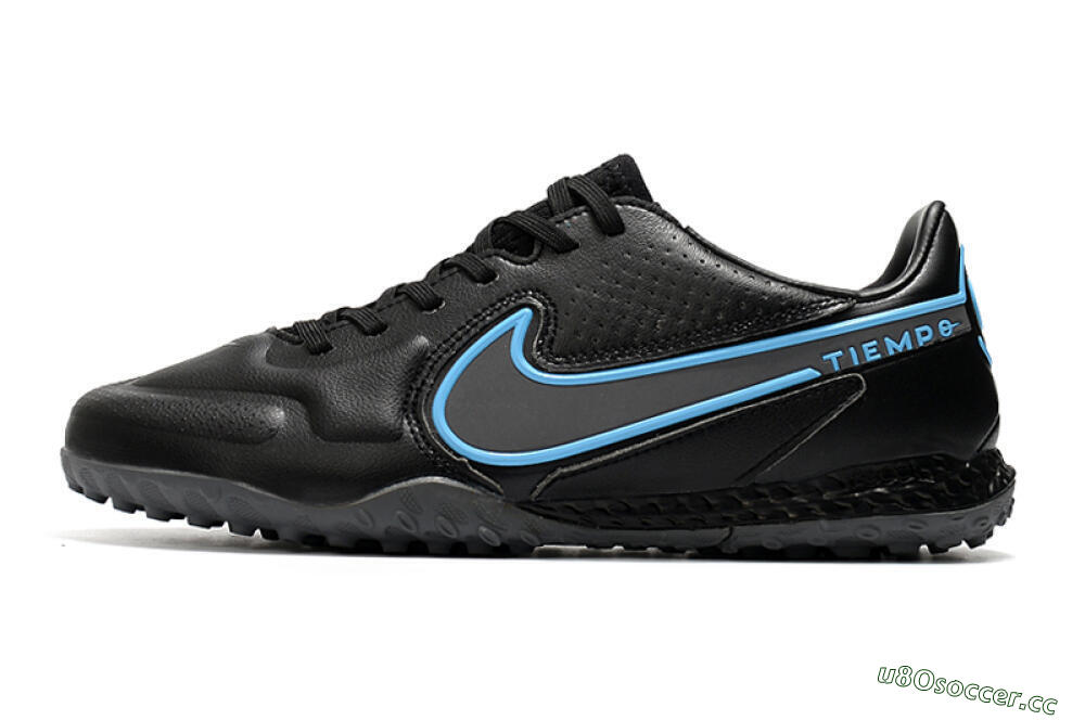 Men's Nike React Tiempo Legend 9 Pro TF Artificial Turf Low-Tops Football Shoes - Black/Blue 0