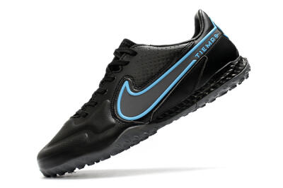 Men's Nike React Tiempo Legend 9 Pro TF Artificial Turf Low-Tops Football Shoes - Black/Blue