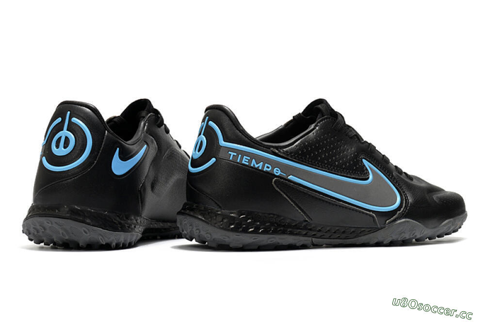 Men's Nike React Tiempo Legend 9 Pro TF Artificial Turf Low-Tops Football Shoes - Black/Blue 6