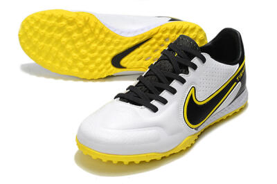 Men's Nike React Tiempo Legend 9 Pro TF Artificial Turf Low-Tops Football Shoes - White/Black/Yellow